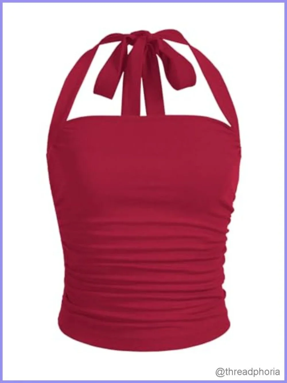 Ruched Halter Crop Tank Top Sleeveless Tie Back Slim Fit Camisole